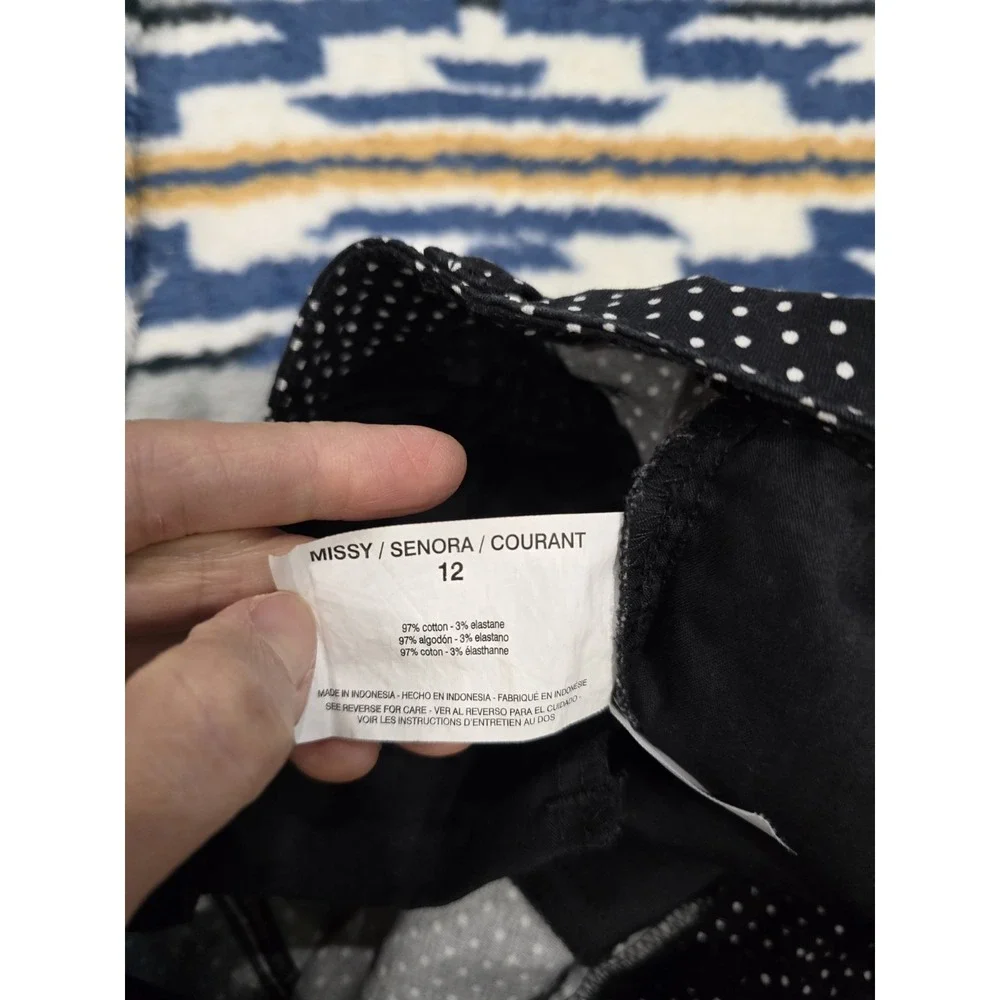 Gloria Vanderbilt Women's Size 12 Polka Dot‎ PHARA Missy Stretch SHORTS Black...